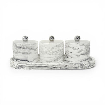 3 Piece Marble Design Canister Set Black & White