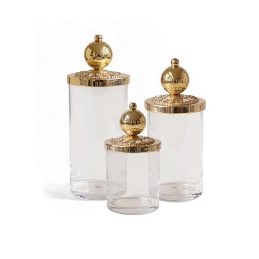 The Venus 3 Piece Canister Set Gold