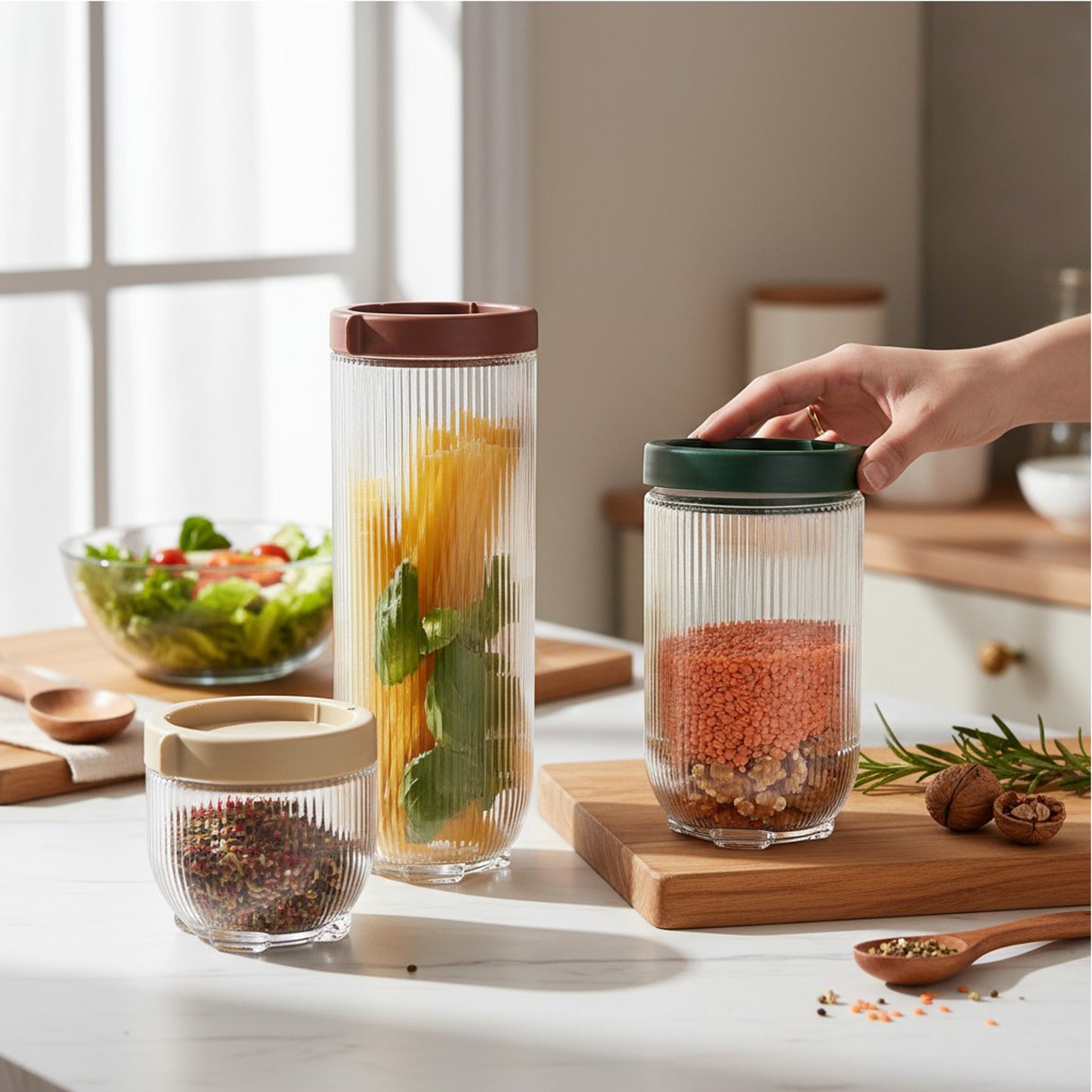 Kitchen Life 3 Piece Canister Set Clear