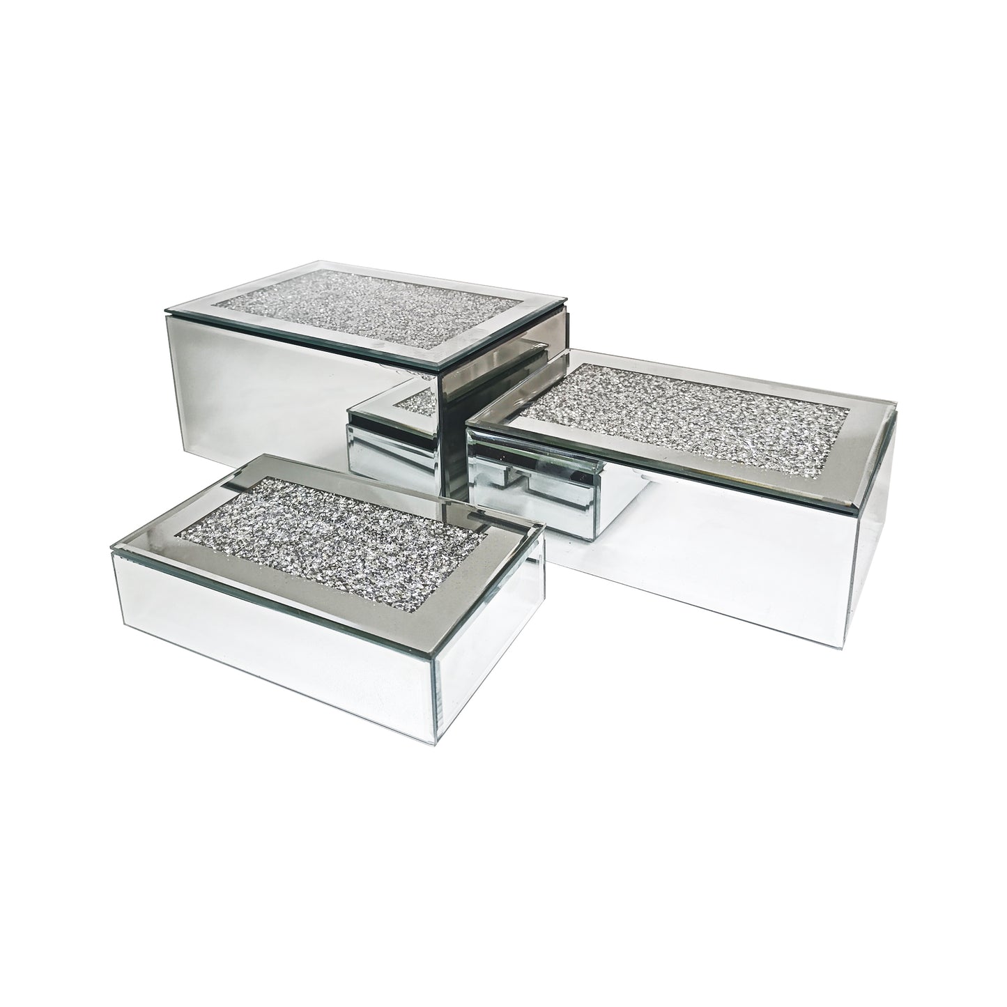 Exotic Designs 3 Piece Jewelry Box Silver