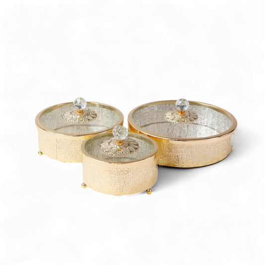 The Venus 3 Piece Cake Storage Set Gold