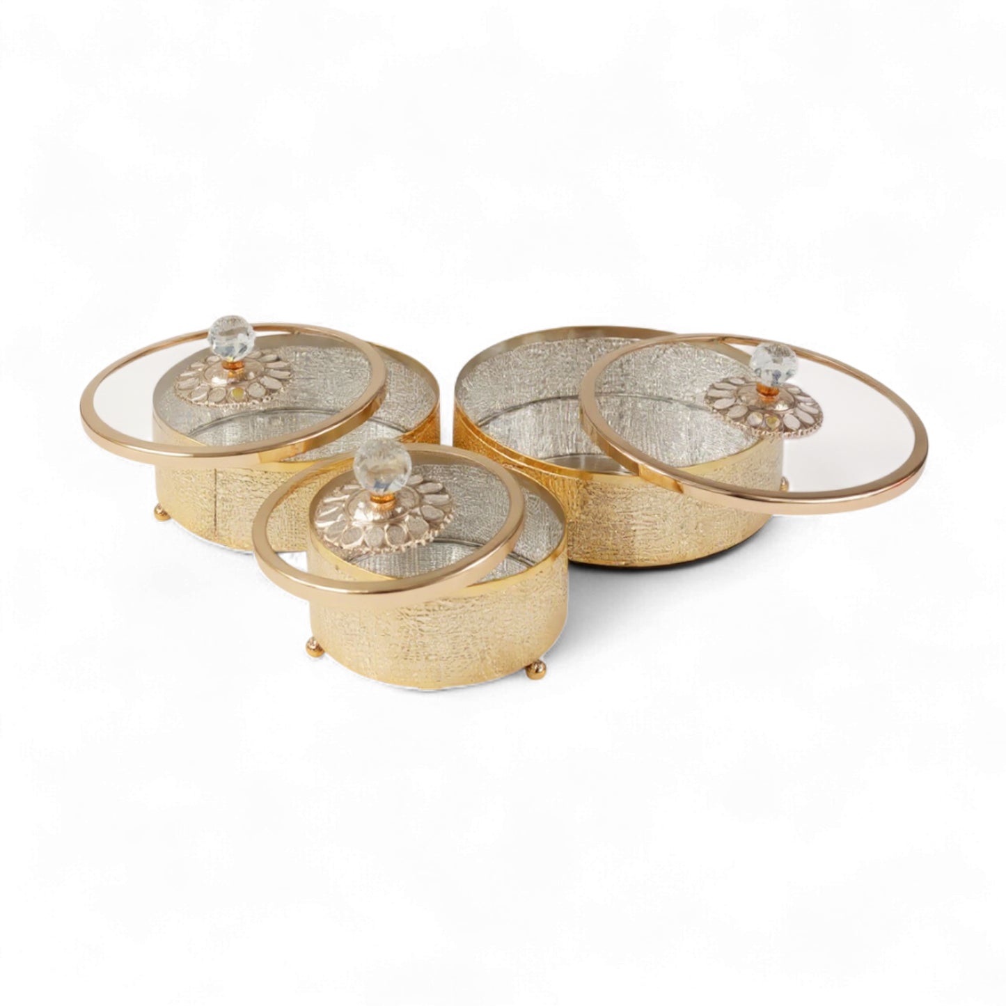 The Venus 3 Piece Cake Storage Set Gold