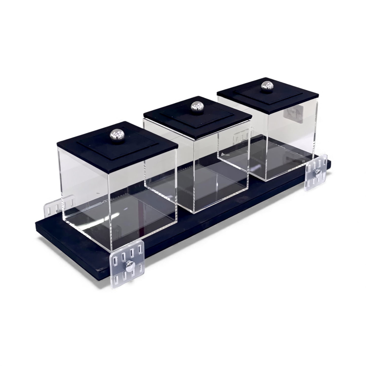 4 Piece Leather Canister Set Black