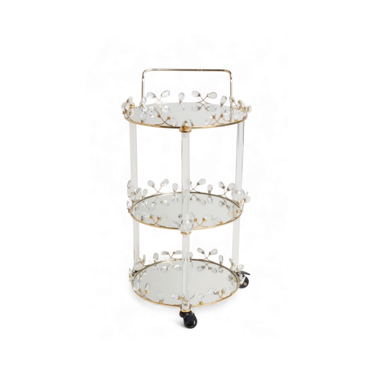 The Venice 3 Tier Mirror Trolley Gold