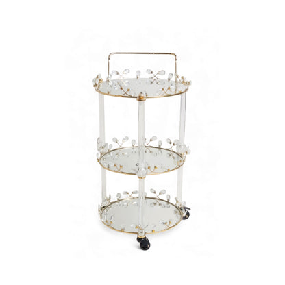 The Venice 3 Tier Mirror Trolley Gold