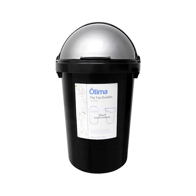 Otima 25Lt Flip Top Dustbin Black