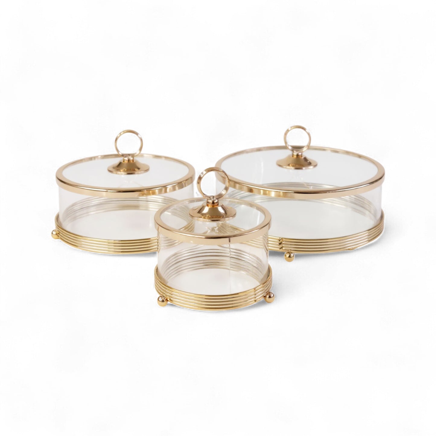 The Venus 3 Piece Cake Storage Set Gold