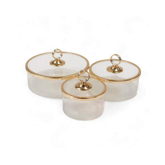 The Venus 3 Piece Cake Storage Set Gold