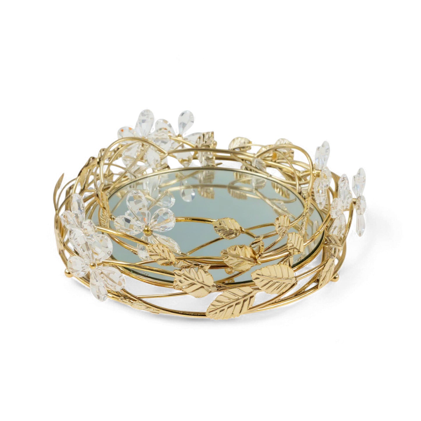The Venus 3 Piece Round Flower Tray Set Gold