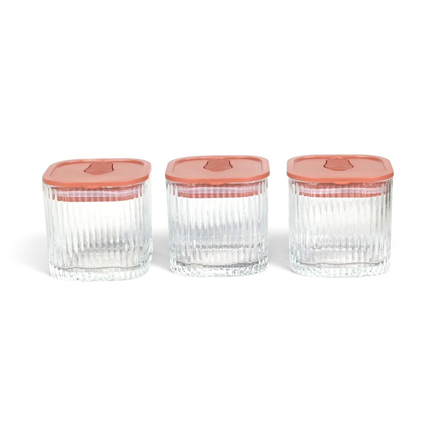 3 Piece Glass Canister Set Clear