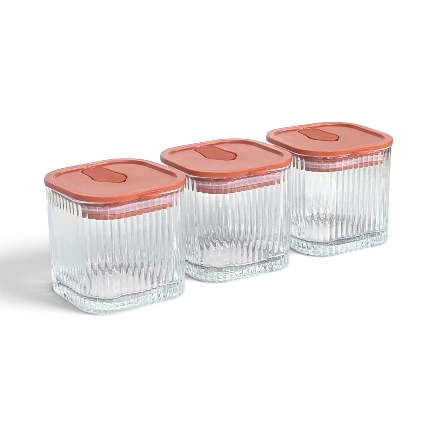 3 Piece Glass Canister Set Clear