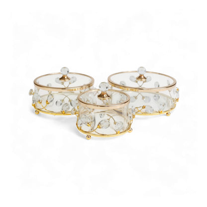 The Venice 3 Piece Cake Storage Container Set Gold