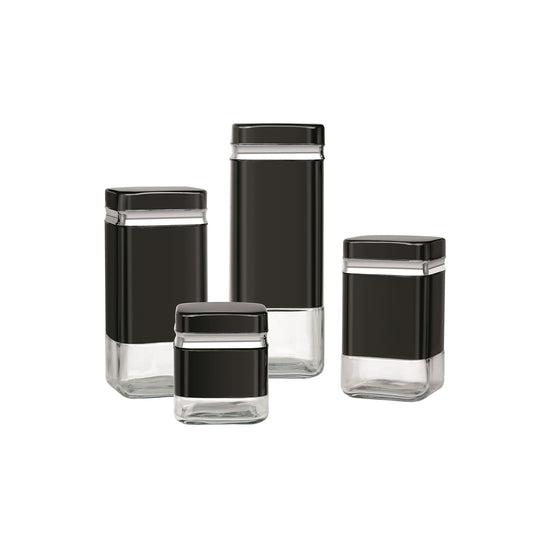 CH 4 Piece Square Canister Set Black