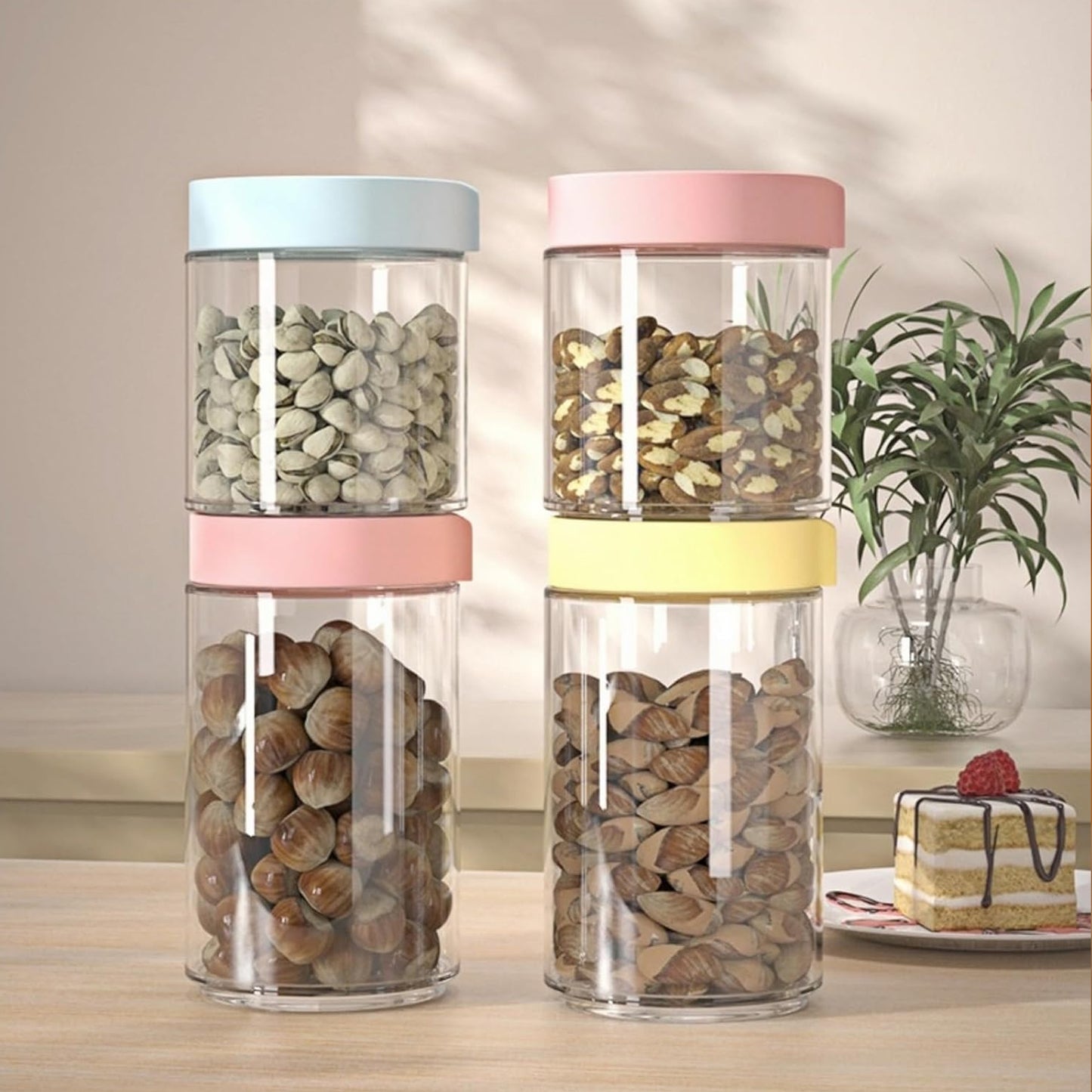 Kitchen Life 4 Piece Canister Set Multicoloured
