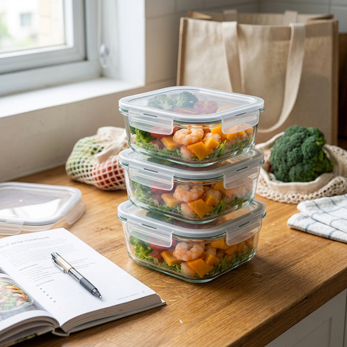 CH 520ml 3 Piece Square Glass Container Set Clear