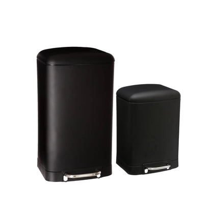 Five 2 Piece Dustbin Set Black