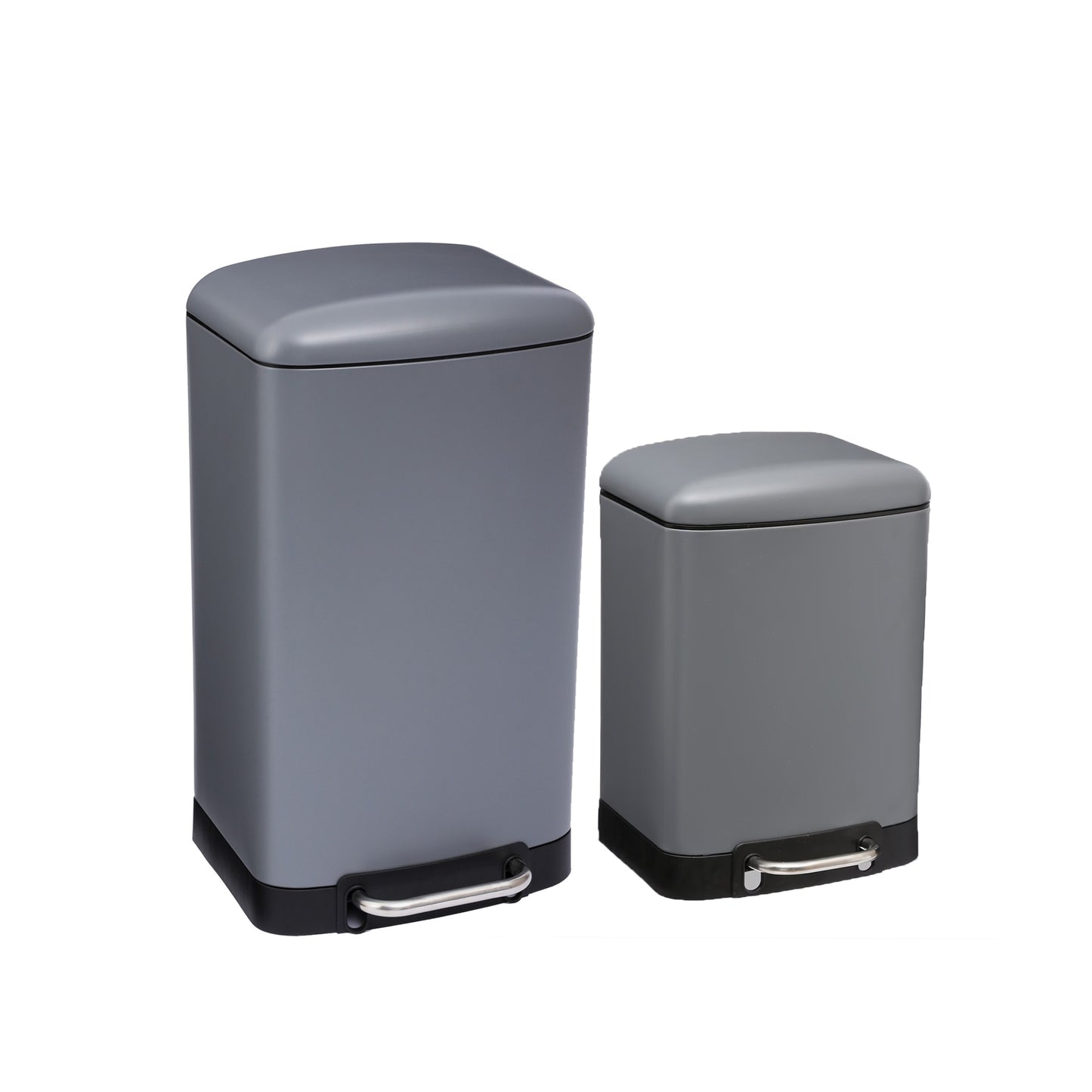 Five 2 Piece Dustbin Set Grey