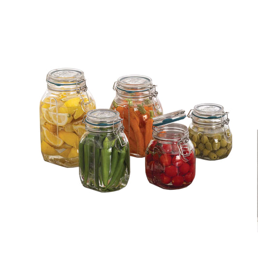 Five 5 Piece Storage Jar Set Clear