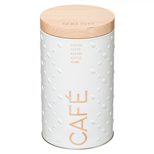 Five Metal Coffee Canister White