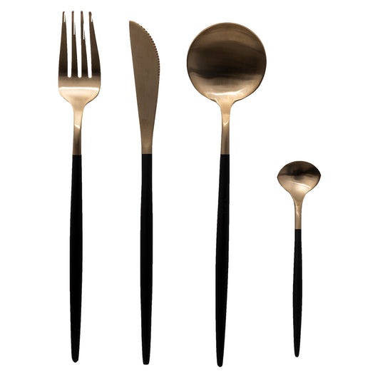 Secret de Gourmet 24 Piece Cutlery Set Black & Gold