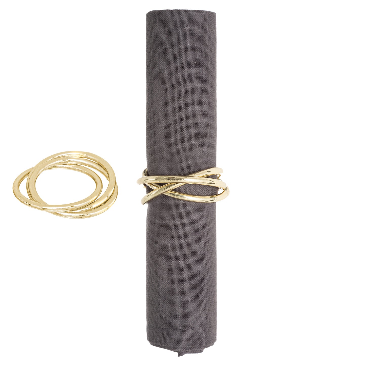 Atmosphera 2 Piece Napkin Ring Set Gold