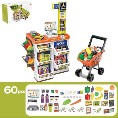 60 Piece Supermarket Cash Register Play Set Orange