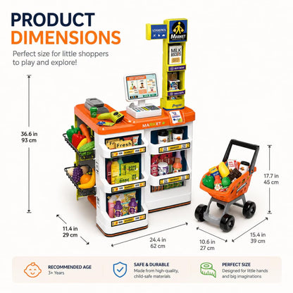 60 Piece Supermarket Cash Register Play Set Orange
