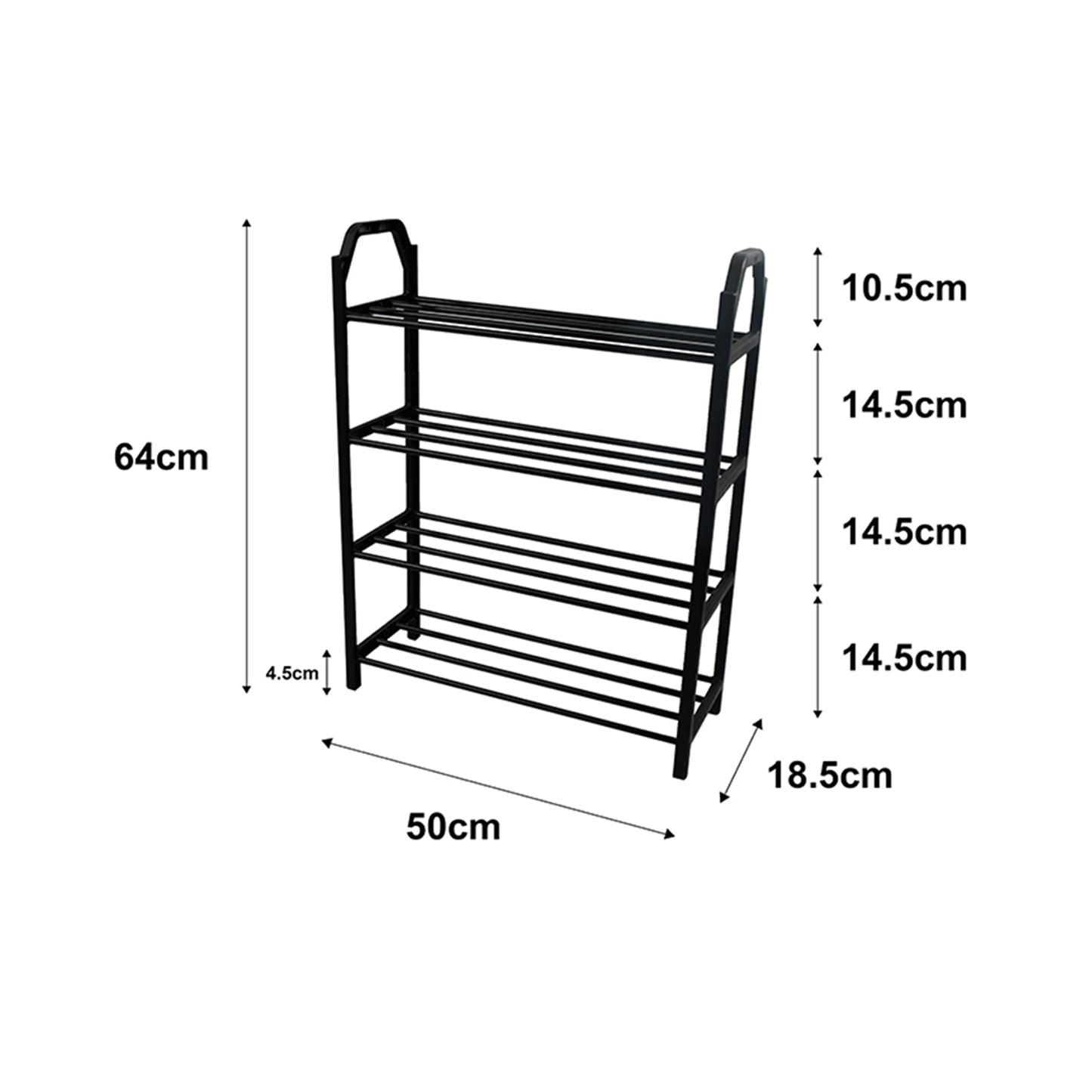 Urban Decor 4 Tier Stackable Shoe Rack Black