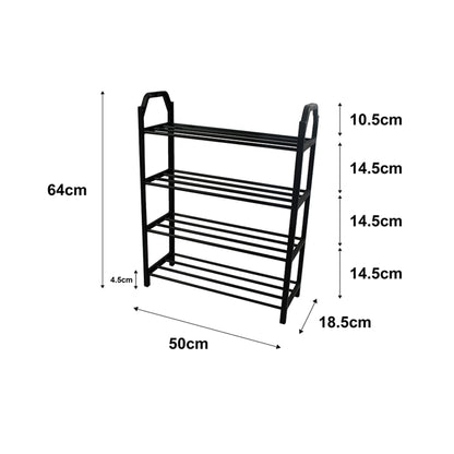 Urban Decor 4 Tier Stackable Shoe Rack Black