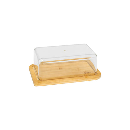 Five Cheese Box & Bamboo Butter Dish Set Brown