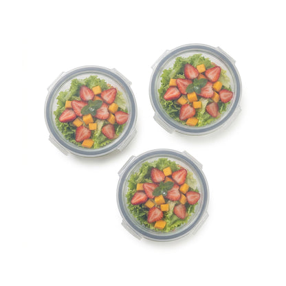 CH 650ml 3 Piece Round Glass Container Set Clear