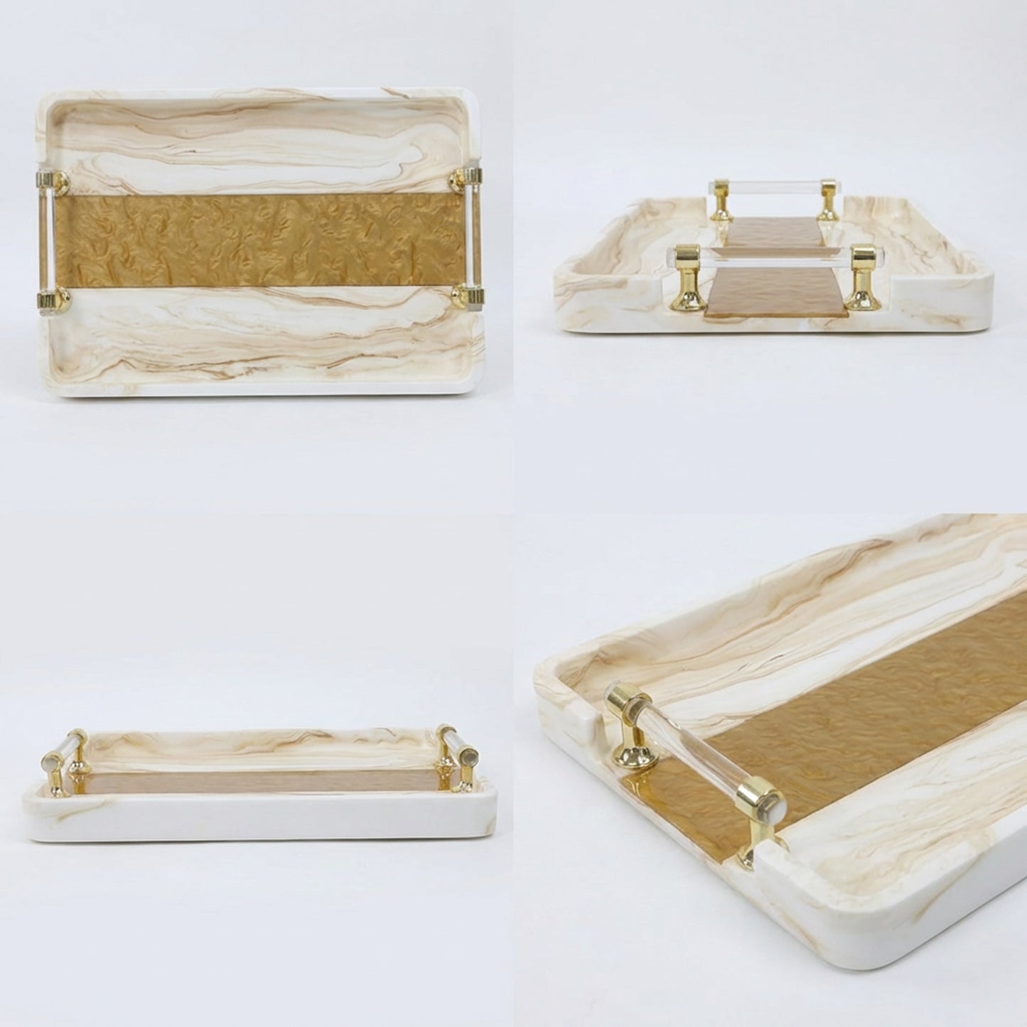 Marble Design Serving Tray Brown & White