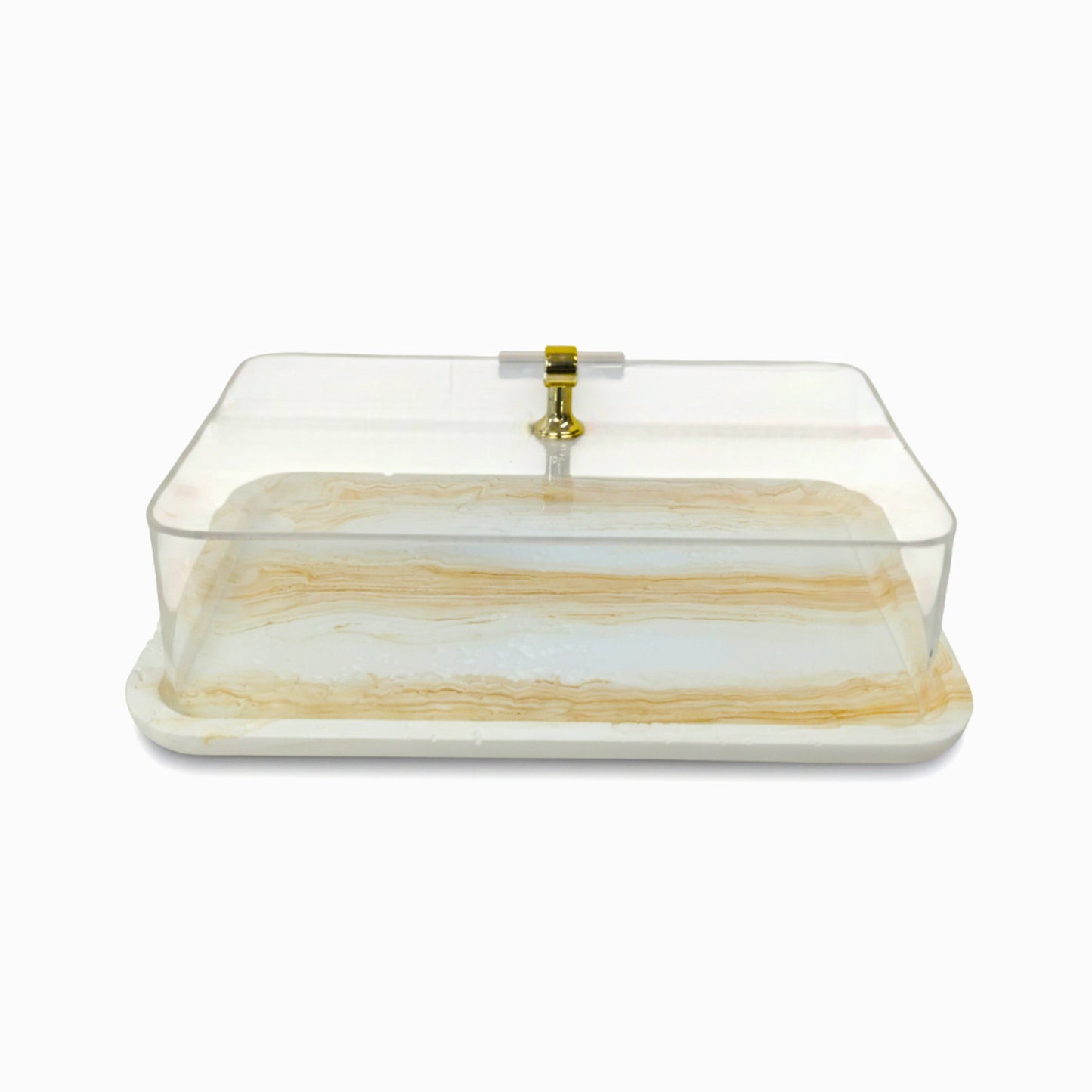 Marble Design Cake Server Brown & White