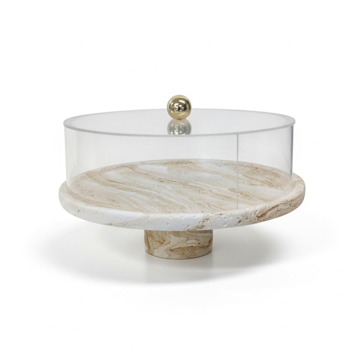 Marble Design Round Cake Stand Brown & White