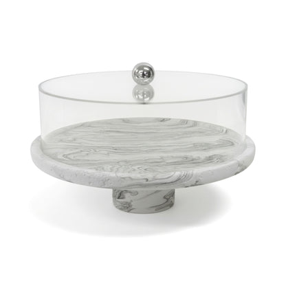 Marble Design Round Cake Stand Black & White