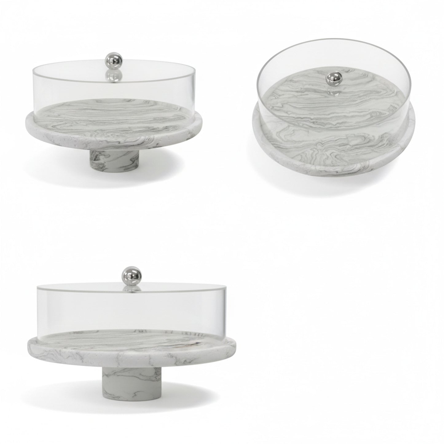 Marble Design Round Cake Stand Black & White