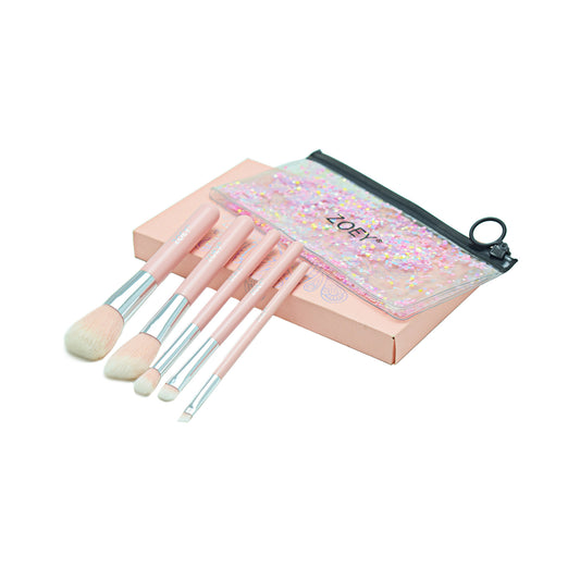 Zoey Cosmos 5 Piece Cosmetic Brushes Set Pink