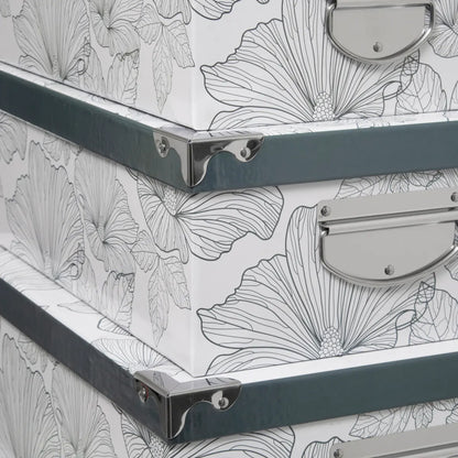 Five 6 Piece Delicatesse Boxes with Metal Corners Set Black & White