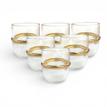 6 Piece Tumbler Set Clear & Gold