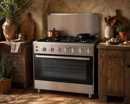 Elba 90cm 5 Burner Gas Stove with Electric Oven - Stainless Steel