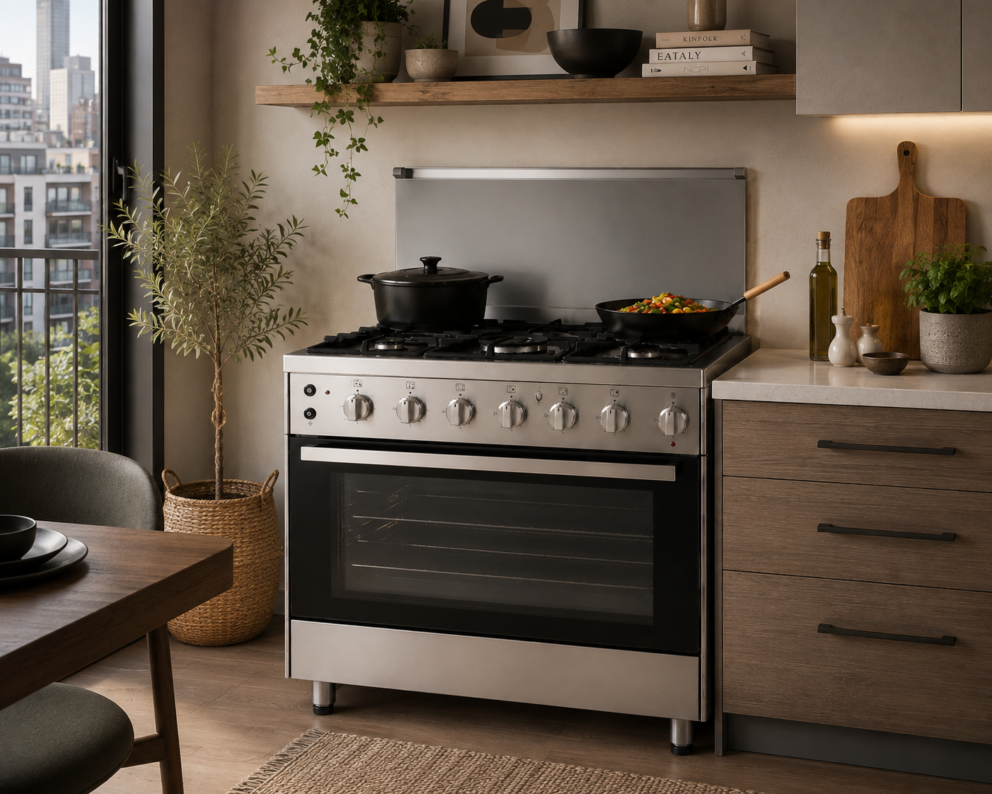 Elba 90cm 5 Burner Gas Stove with Electric Oven - Stainless Steel