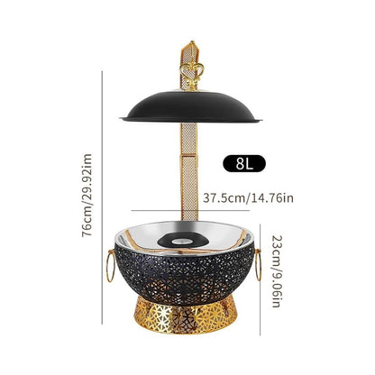 Stainless Steel 8Lt Chafing Dish Black & Gold