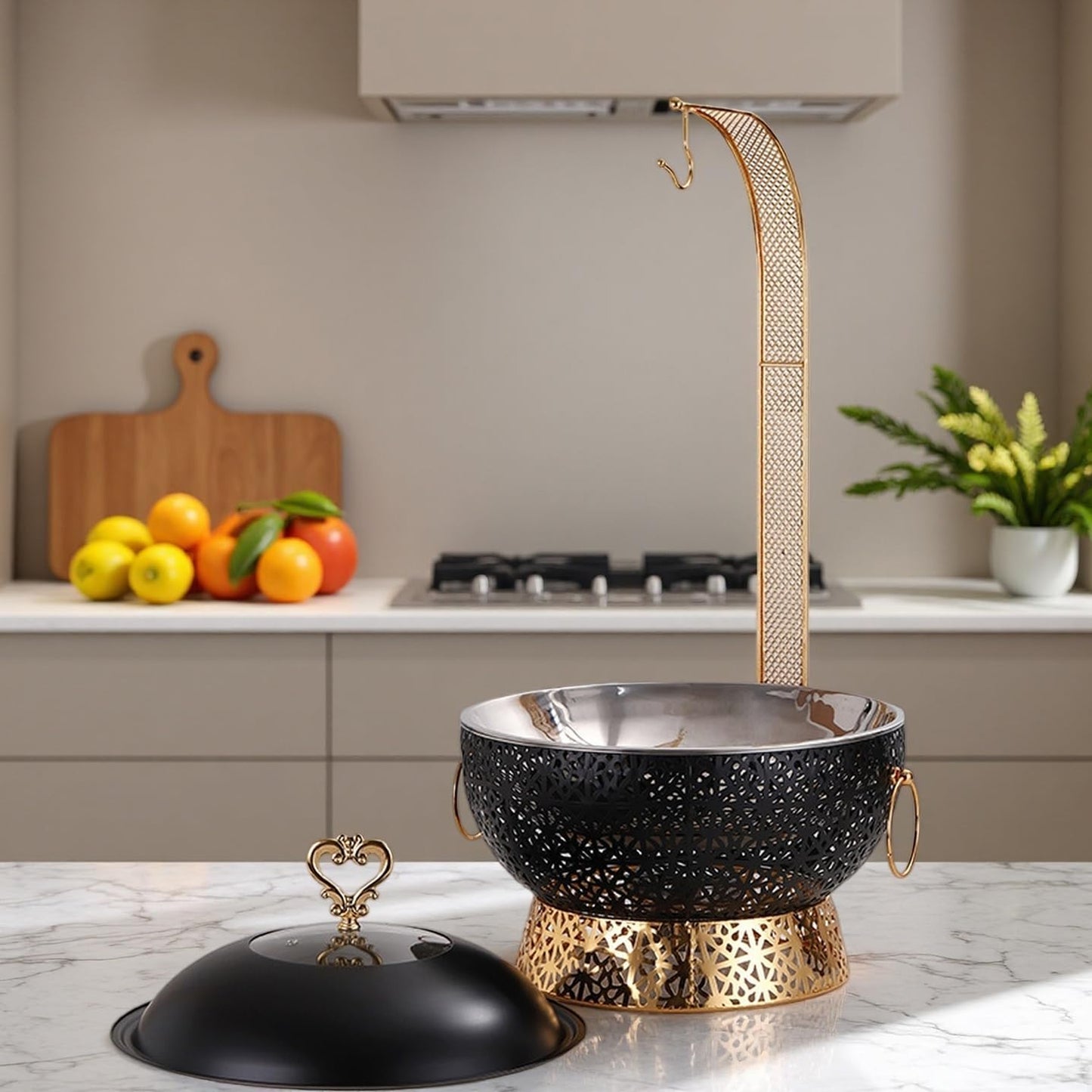 Stainless Steel 8Lt Chafing Dish Black & Gold