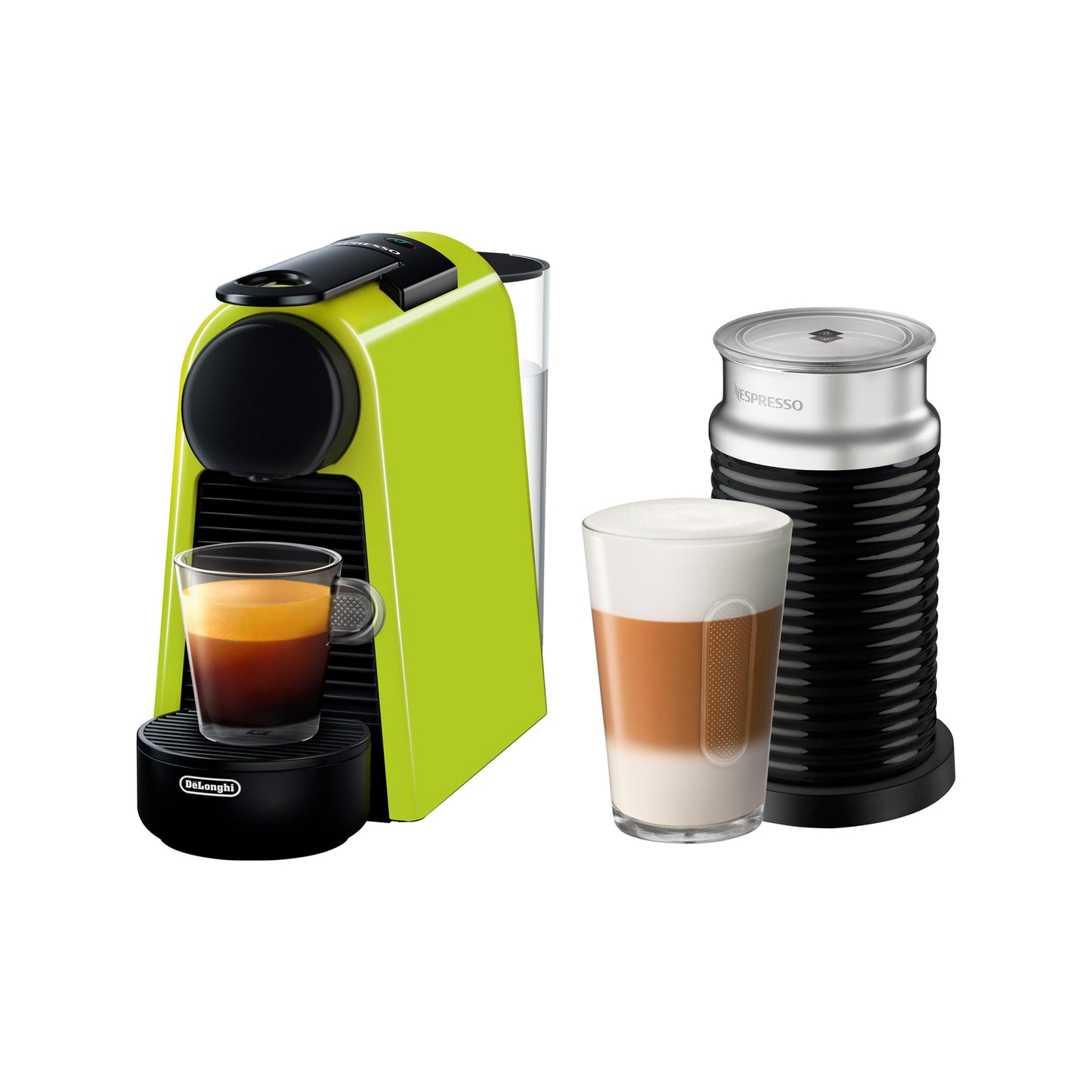 Nespresso Mini Essenza Bundle Automatic Espresso Machine with Aeroccino Milk Frother Lime Green