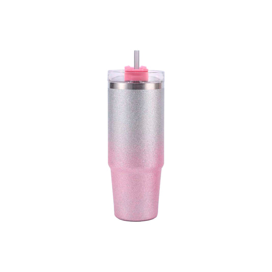 Kitchen Life 900ml 2-Toned Glitter Thermos Flask Pink & Silver