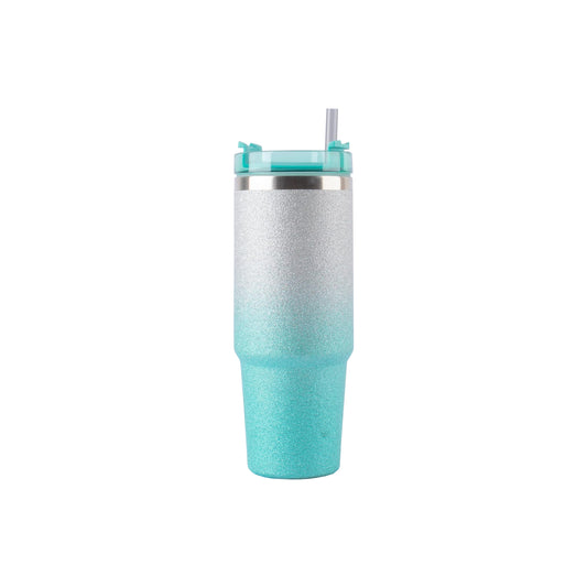 Kitchen Life 900ml 2-Toned Glitter Thermos Flask Turquoise & Silver