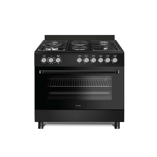 Elba Essential 90cm 4 Burner 2 electric Gas/Electric Stove Black + FREE TOTAI HEATER