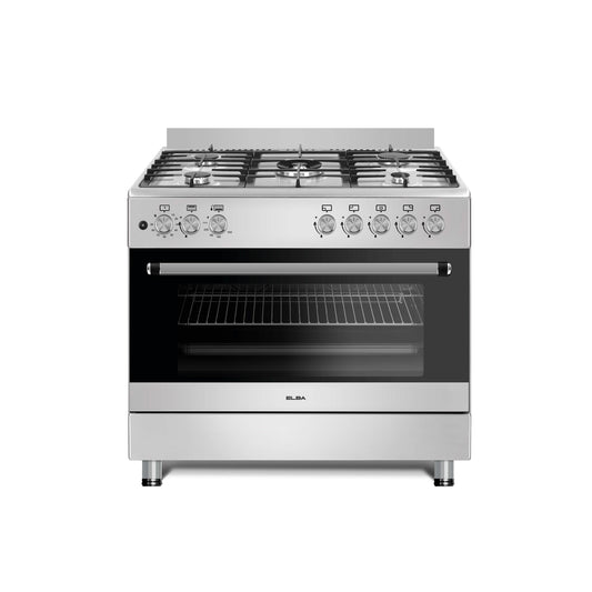 Elba Essential 90cm 5 Burner Gas Stove & Gas Oven - Stainless Steel + FREE TOTAI HEATER