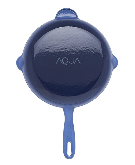 Aqua Enamel Cast Iron Frying Pan - Blue