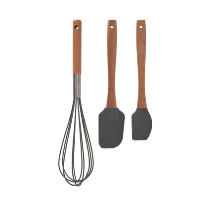 Excellent Houseware 3 Piece Acacia Wooden Kitchen Utensil Set Brown